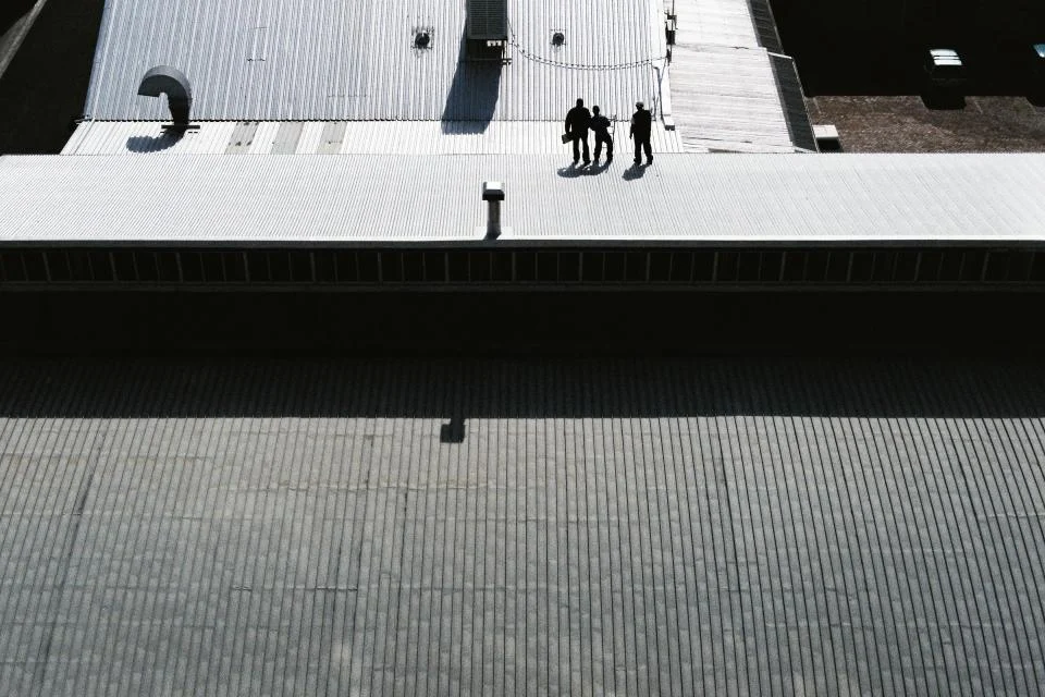 Metal roof panels on a building